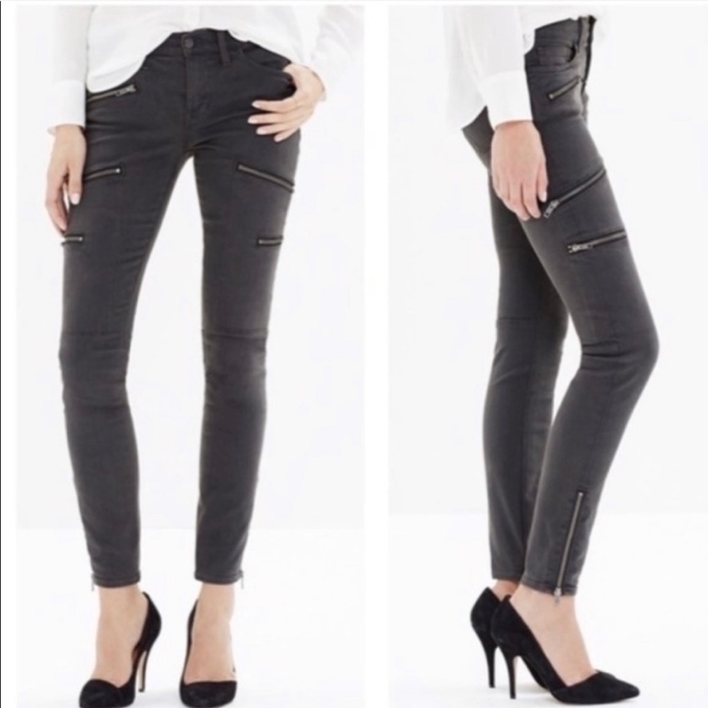 MADEWELL Women’s Vintage Gray Moto Zipper Skinny Skinny Jeans sz 26